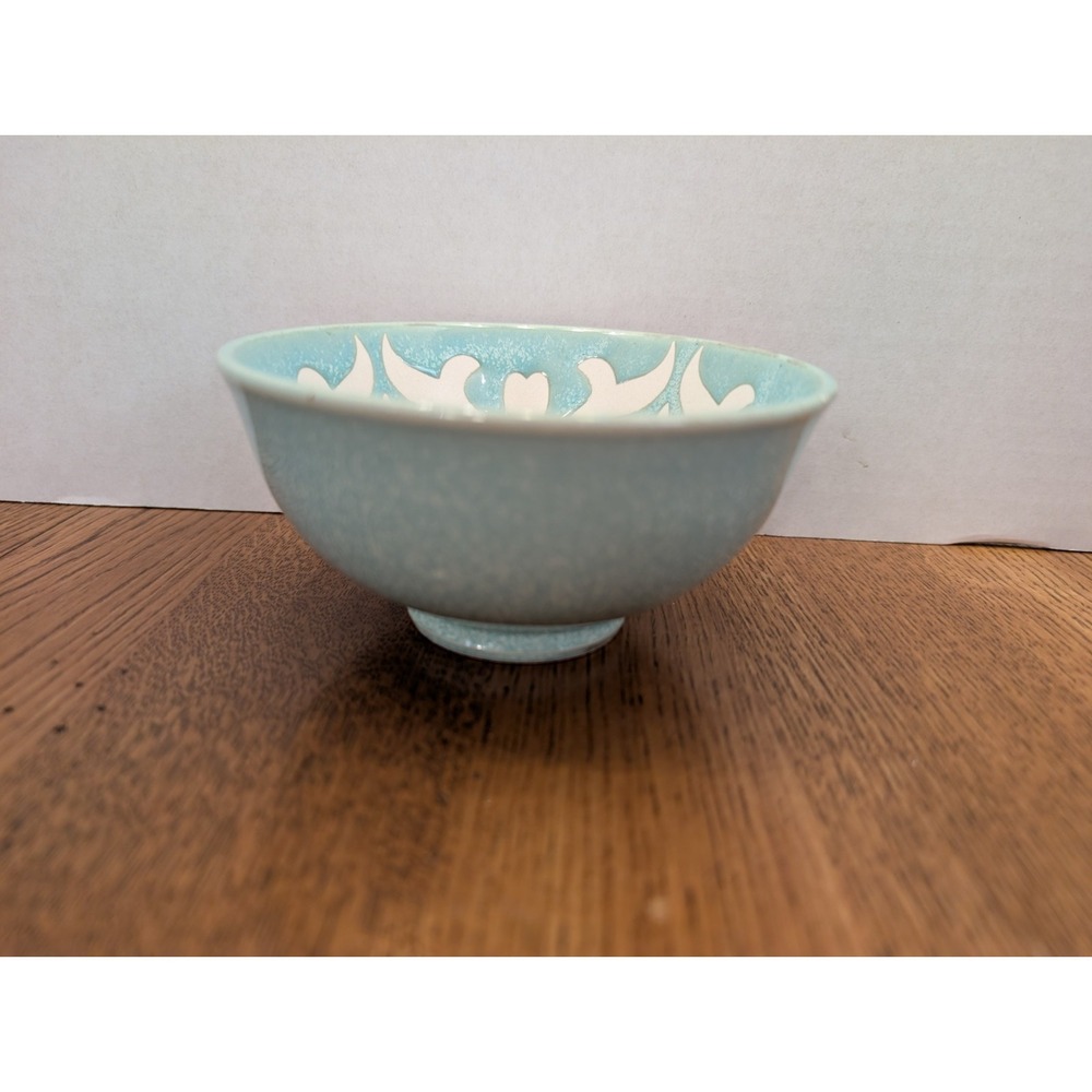 Patina Vie Footed Tidbit Bowl, Teal With White Details - Picture 2 of 4